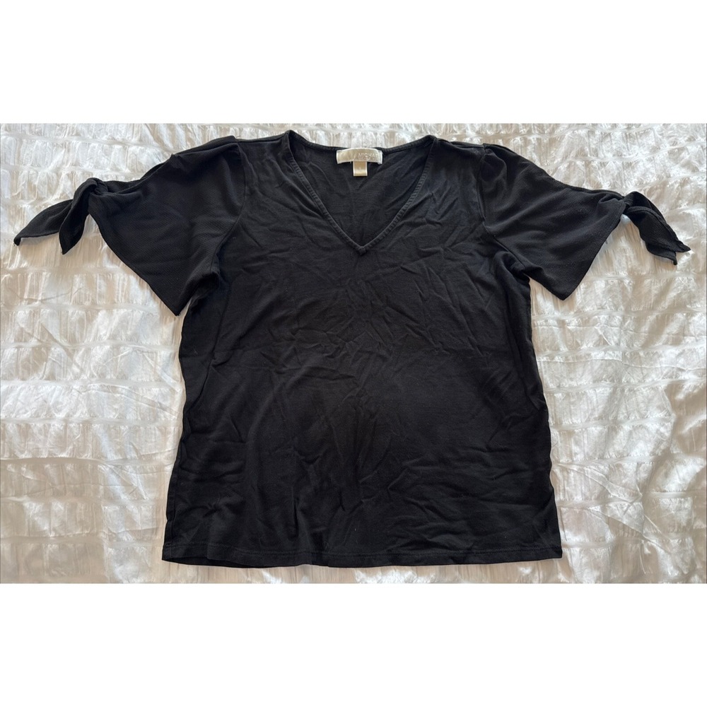 Michael Kors Black Tie Sleeve Blouse Top Women's Size Small